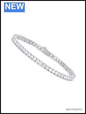 CZ Tennis Bracelet 14K White Gold Plated Brass